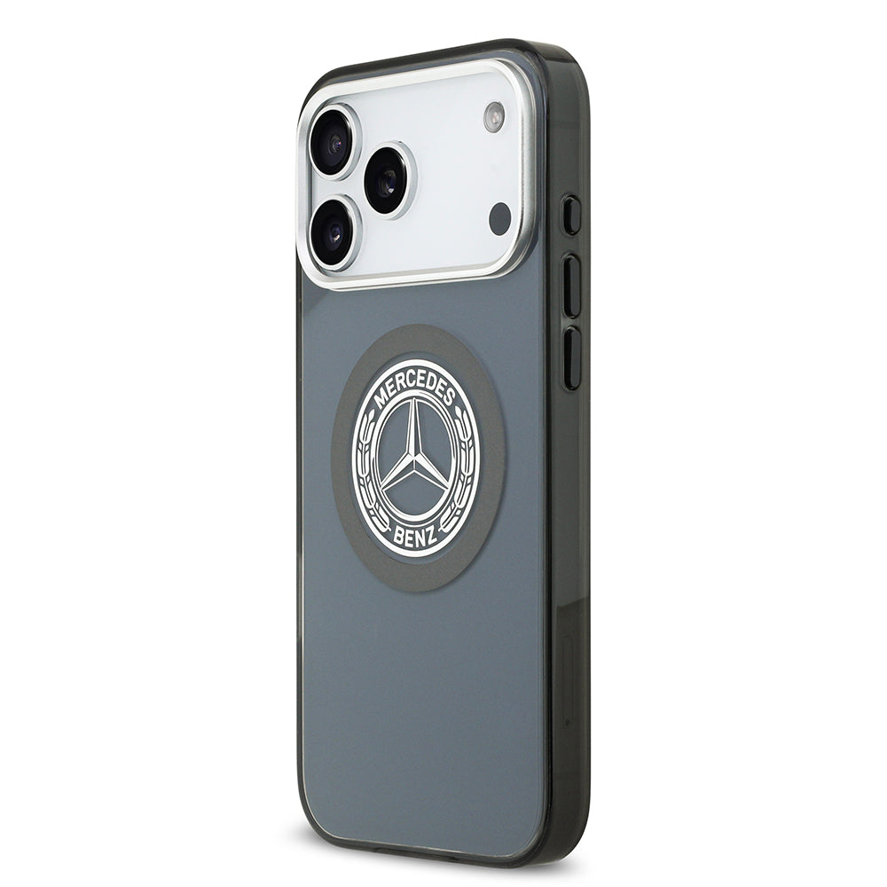 Apple iPhone 17 Pro Max Kılıf Mercedes Benz Orjinal Lisanslı M-safe Şarj Özellikli Çift Katmanlı PC Nostaljik Yıldız Dizayn Kapak Füme