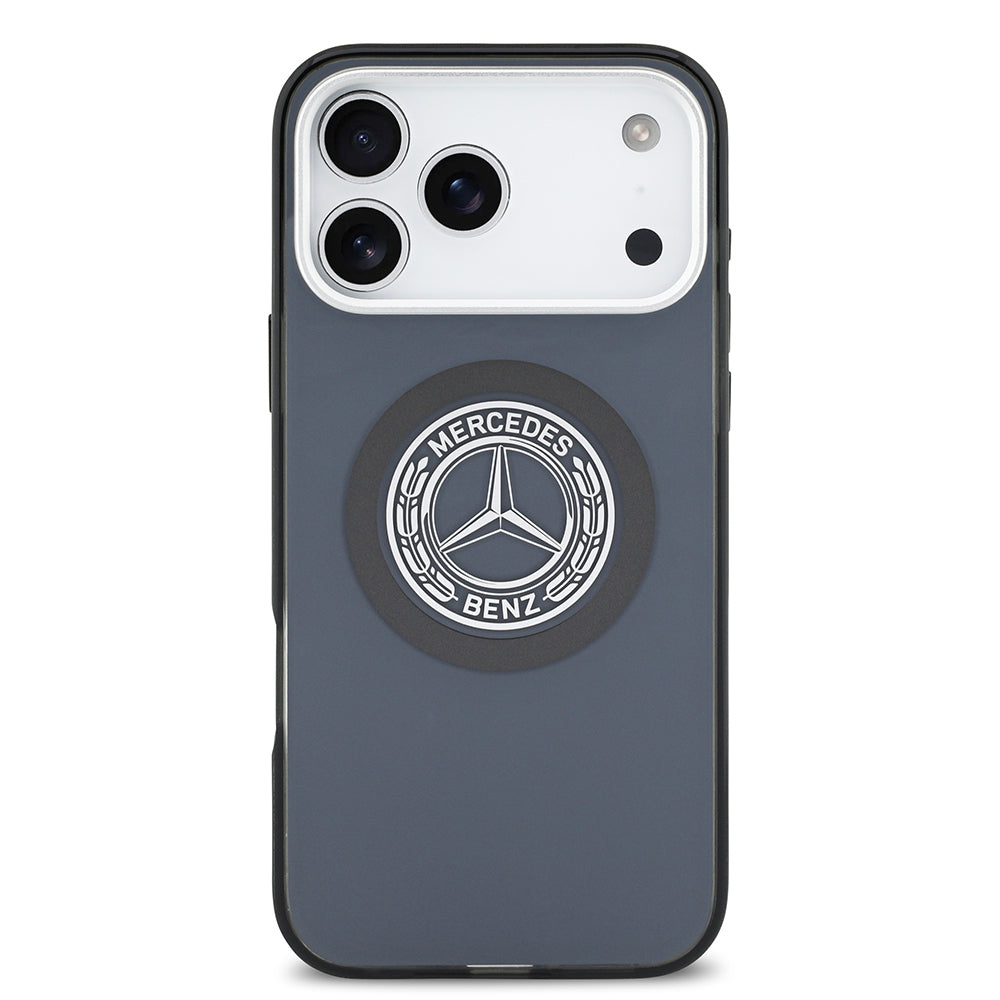 Apple iPhone 17 Pro Max Kılıf Mercedes Benz Orjinal Lisanslı M-safe Şarj Özellikli Çift Katmanlı PC Nostaljik Yıldız Dizayn Kapak Füme