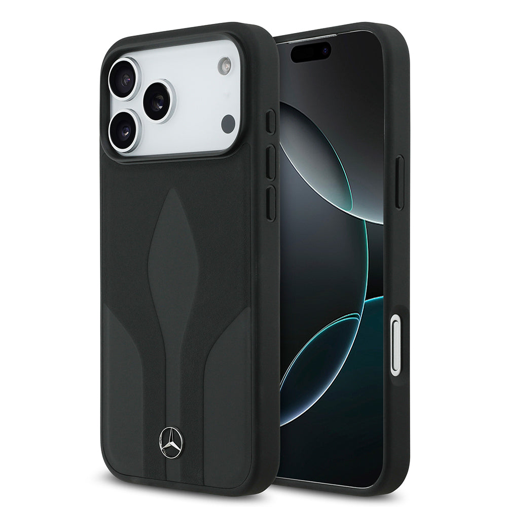 Apple iPhone 17 Pro Max Kılıf Mercedes Benz Orjinal Lisanslı M-safe Şarj Özellikli Dokulu Desenli Deri Kapak Kahverengi