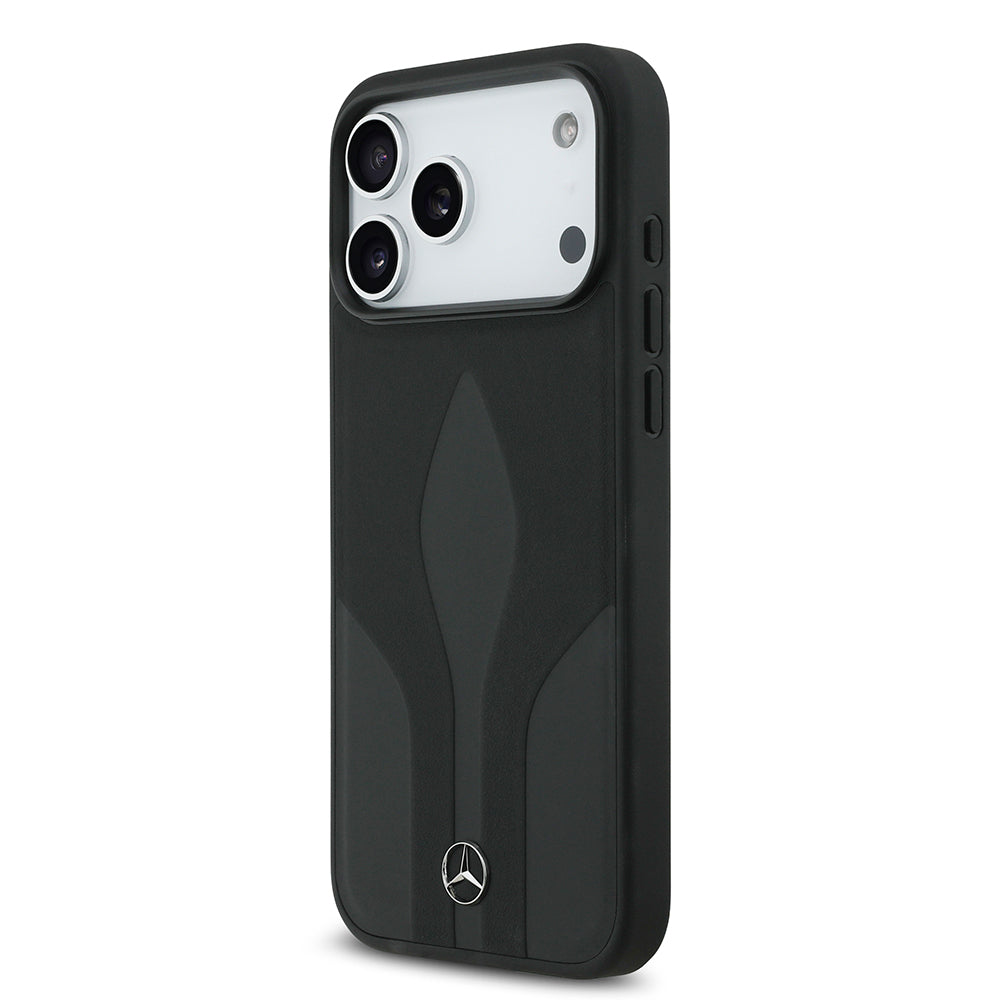 Apple iPhone 17 Pro Max Kılıf Mercedes Benz Orjinal Lisanslı M-safe Şarj Özellikli Dokulu Desenli Deri Kapak Kahverengi