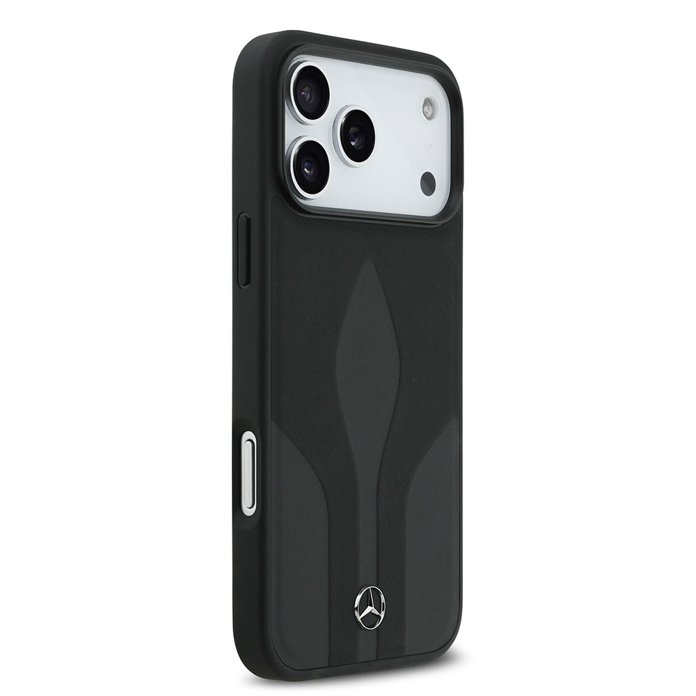 Apple iPhone 17 Pro Max Kılıf Mercedes Benz Orjinal Lisanslı M-safe Şarj Özellikli Dokulu Desenli Deri Kapak Kahverengi