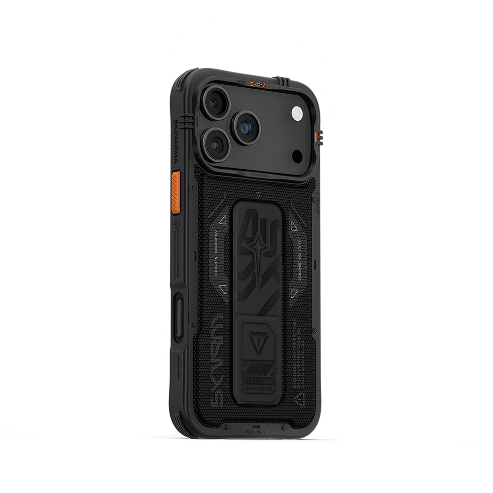 Apple iPhone 17 Pro Max Kılıf SkinArma M-safe Şarj Özellikli Airbag Tasarımlı Standlı Phantom Kapak Siyah