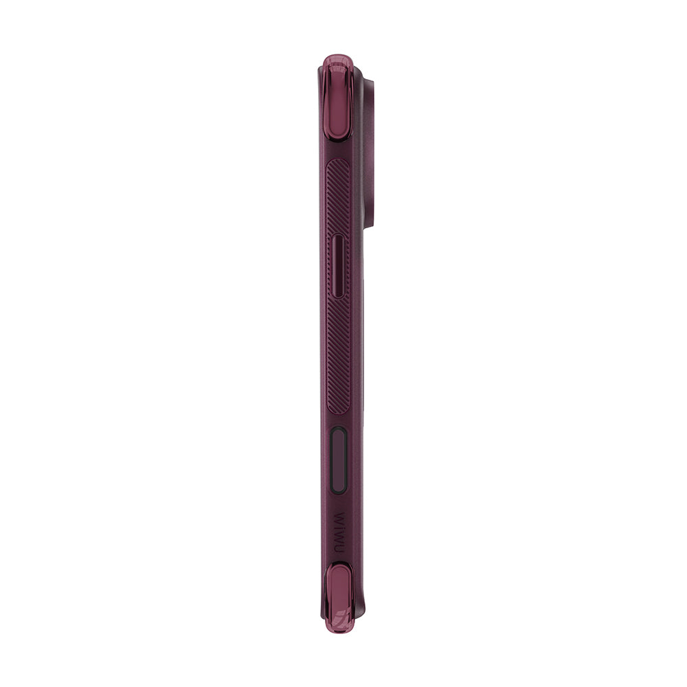 Apple iPhone 17 Pro Max Kılıf Wiwu AG-203 AeroGuard Ultra Serisi M-safe Şarj Özellikli Airbag Tasarımlı Standlı Kapak Bordo