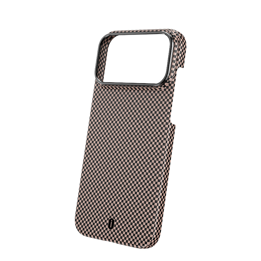 Apple iPhone 17 Pro Max Kılıf Wiwu DCC-208 M-safe Şarj Özellikli Aramid Fiber Tasarım Kevlar Kapak Gold