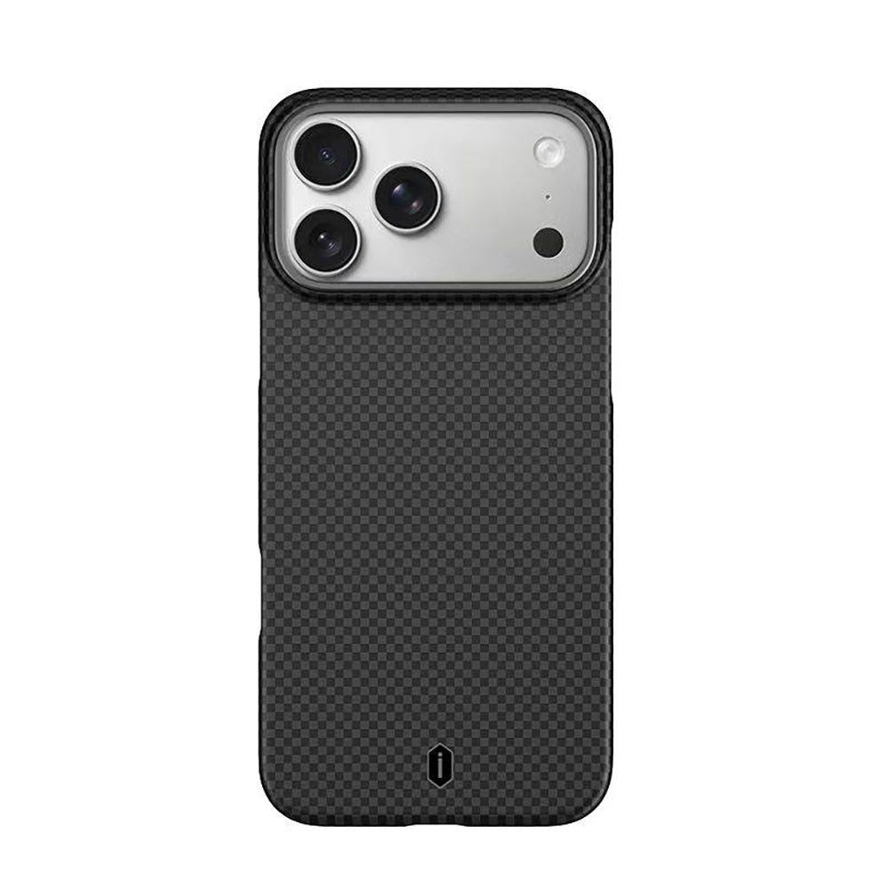 Apple iPhone 17 Pro Max Kılıf Wiwu DCC-208 M-safe Şarj Özellikli Aramid Fiber Tasarım Kevlar Kapak Siyah