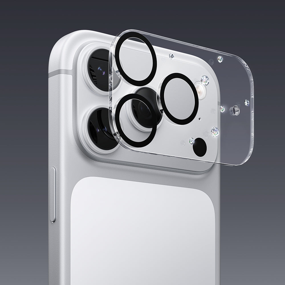Apple iPhone 17 Pro Max Pynana Diamond Sky Serisi Taşlı Kamera Lens Koruyucu Şeffaf
