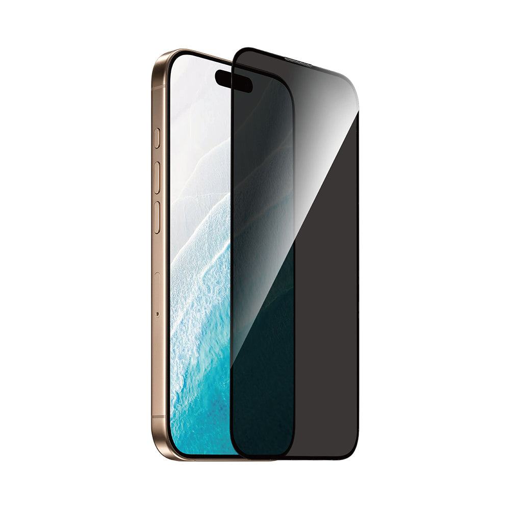 (17 Serisi)Apple iPhone Wiwu GT-027 Zero Curved Privacy Parmak İzi Bırakmayan Temperli Cam Ekran Koruyucu Siyah