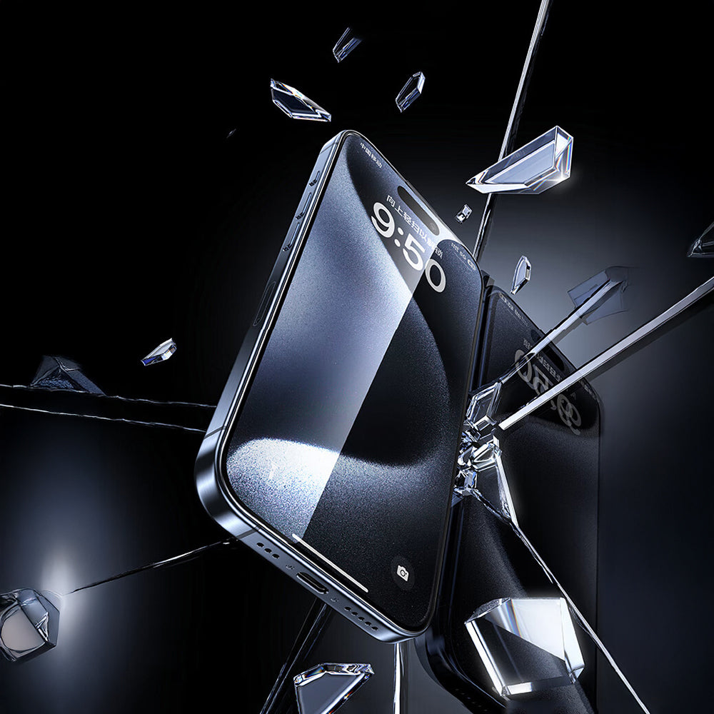 (17 Serisi)Apple iPhone Wiwu SQ-008 Oleofobik Easy Install Darbeye Karşı Dayanıklı Temperli Cam Ekran Koruyucu + Kolay Uygulama Aparatlı Şeffaf