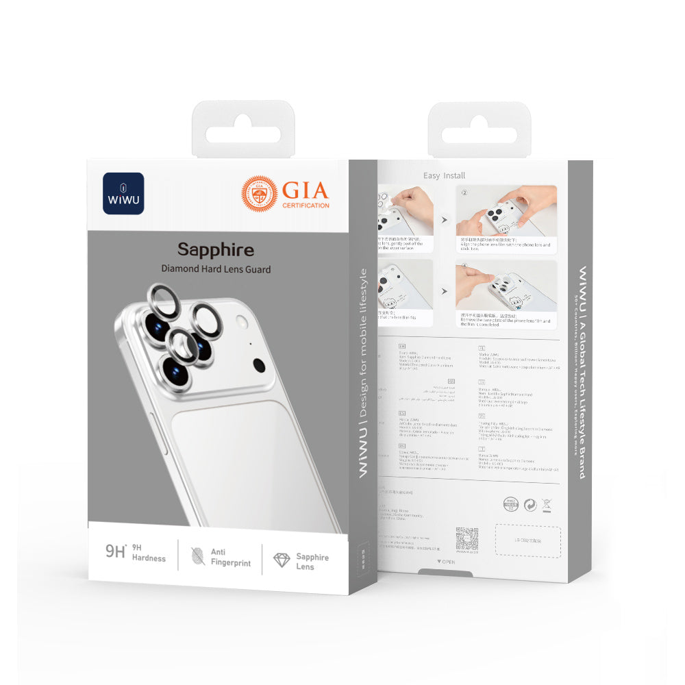 Apple iPhone 17 Pro Wiwu LG-003 Lens Guard Çizilmeye Karşı Dayanıklı Safir Kamera Lens Koruyucu Gümüş