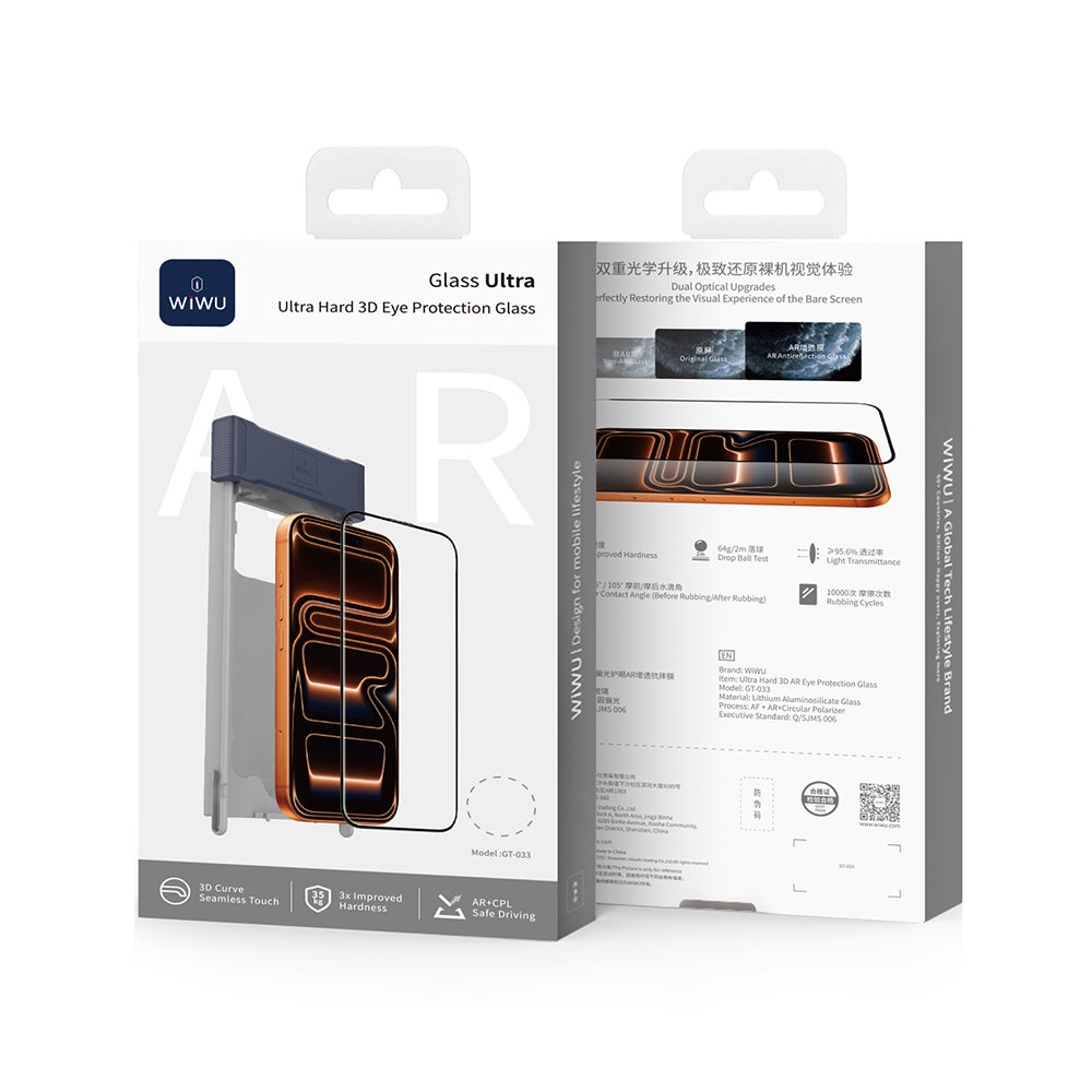 Apple iPhone 17 Wiwu GT-033 Glass Ultra Serisi 3D Anti Reflective Ekran Koruyucu Cam + Kolay Uygulama Aparatı Şeffaf