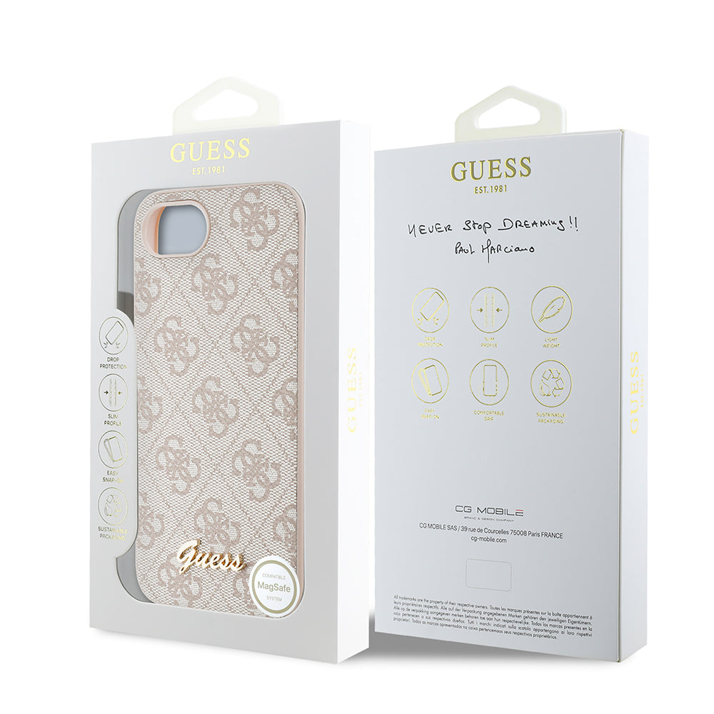 Apple iPhone 17E Kılıf Guess Orjinal Lisanslı 4G Desenli Script Metal Logolu Kapak Siyah