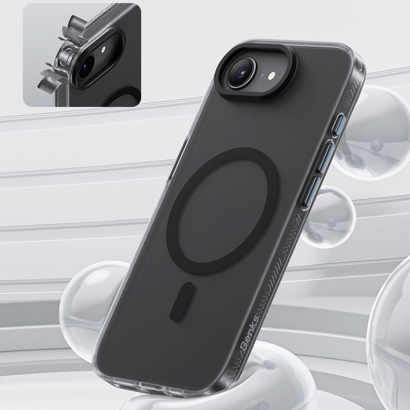 Apple iPhone 17E Kılıf M-safe Şarj Özellikli Benks Lucid Armor Kapak Siyah