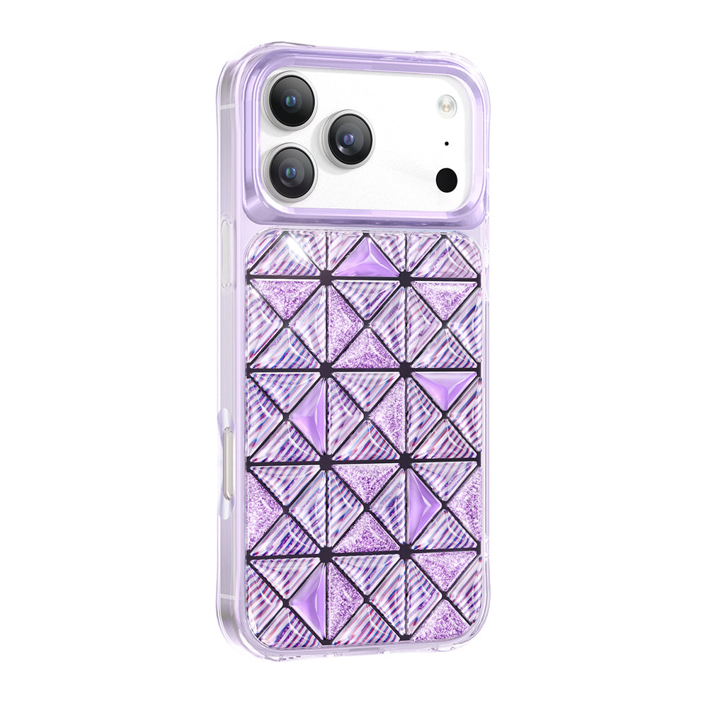 Apple iPhone 18 Pro Kılıf 3D Buz Blok Desenli Zore Paris Kairo TPU Kapak Mor