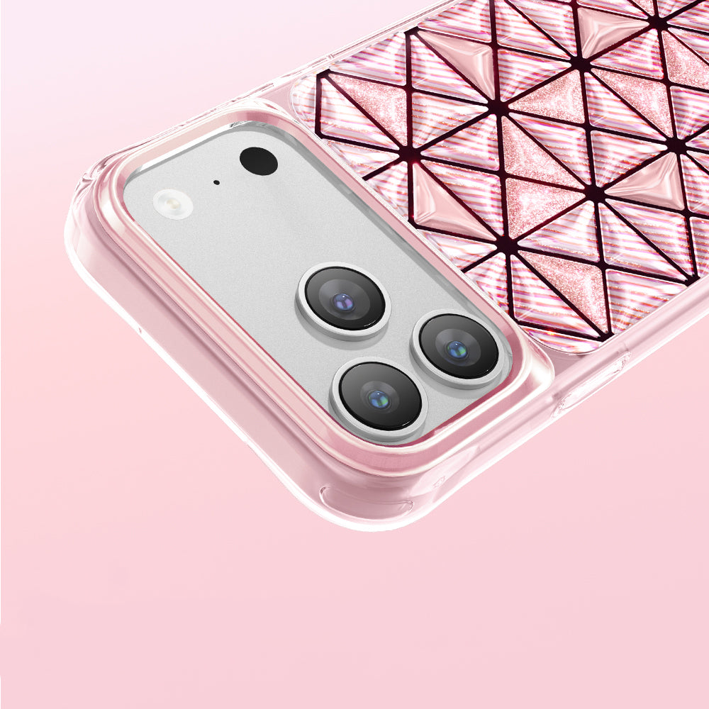 Apple iPhone 18 Pro Kılıf 3D Buz Blok Desenli Zore Paris Kairo TPU Kapak Pembe