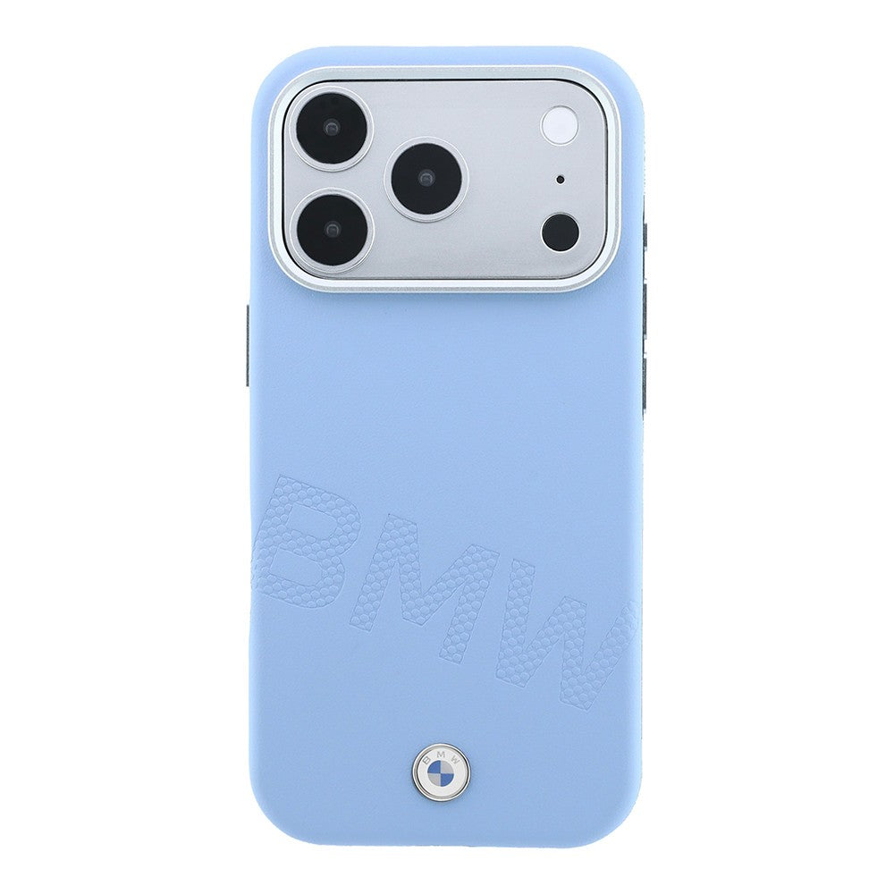 Apple iPhone 18 Pro Kılıf BMW Orjinal Lisanslı M-safe Şarj Özellikli Kabartma Tasarımlı PU Metal Logolu Kapak Mavi