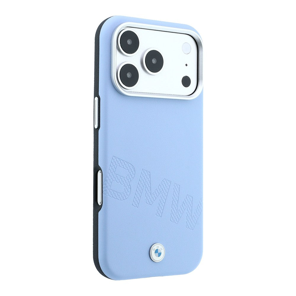 Apple iPhone 18 Pro Kılıf BMW Orjinal Lisanslı M-safe Şarj Özellikli Kabartma Tasarımlı PU Metal Logolu Kapak Mavi