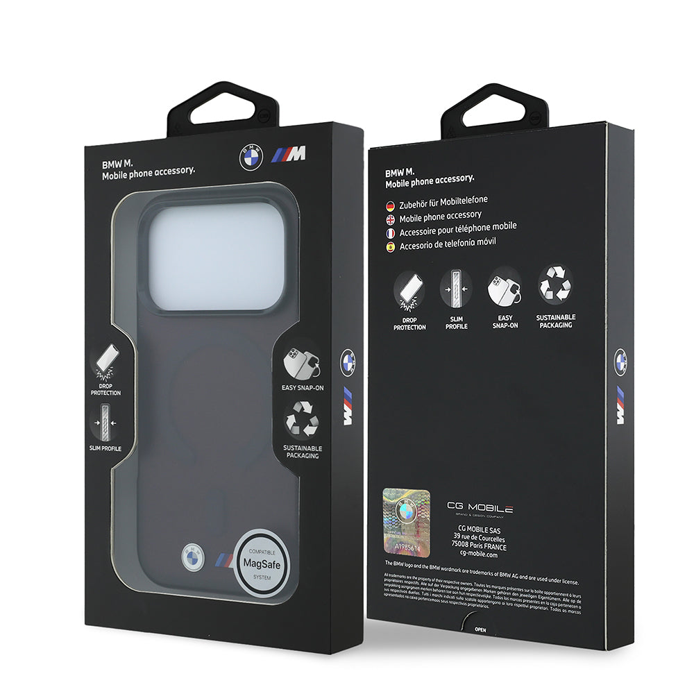 Apple iPhone 18 Pro Kılıf BMW Orjinal Lisanslı M-safe Şarj Özellikli Metal Buton Tasarımlı Buzlu IML Baskılı Kapak Bordo