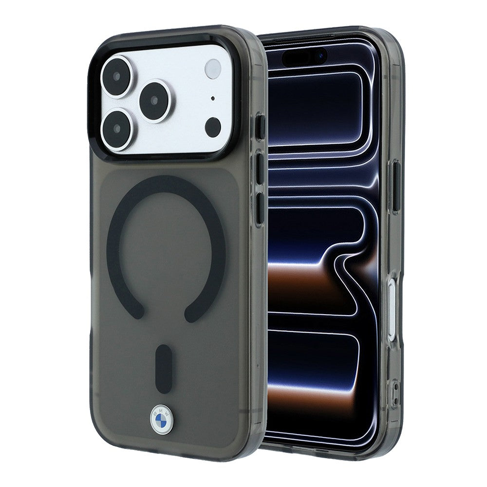 Apple iPhone 18 Pro Kılıf BMW Orjinal Lisanslı M-safe Şarj Özellikli Metal Logolu Buzlu IML Baskılı Kapak Siyah