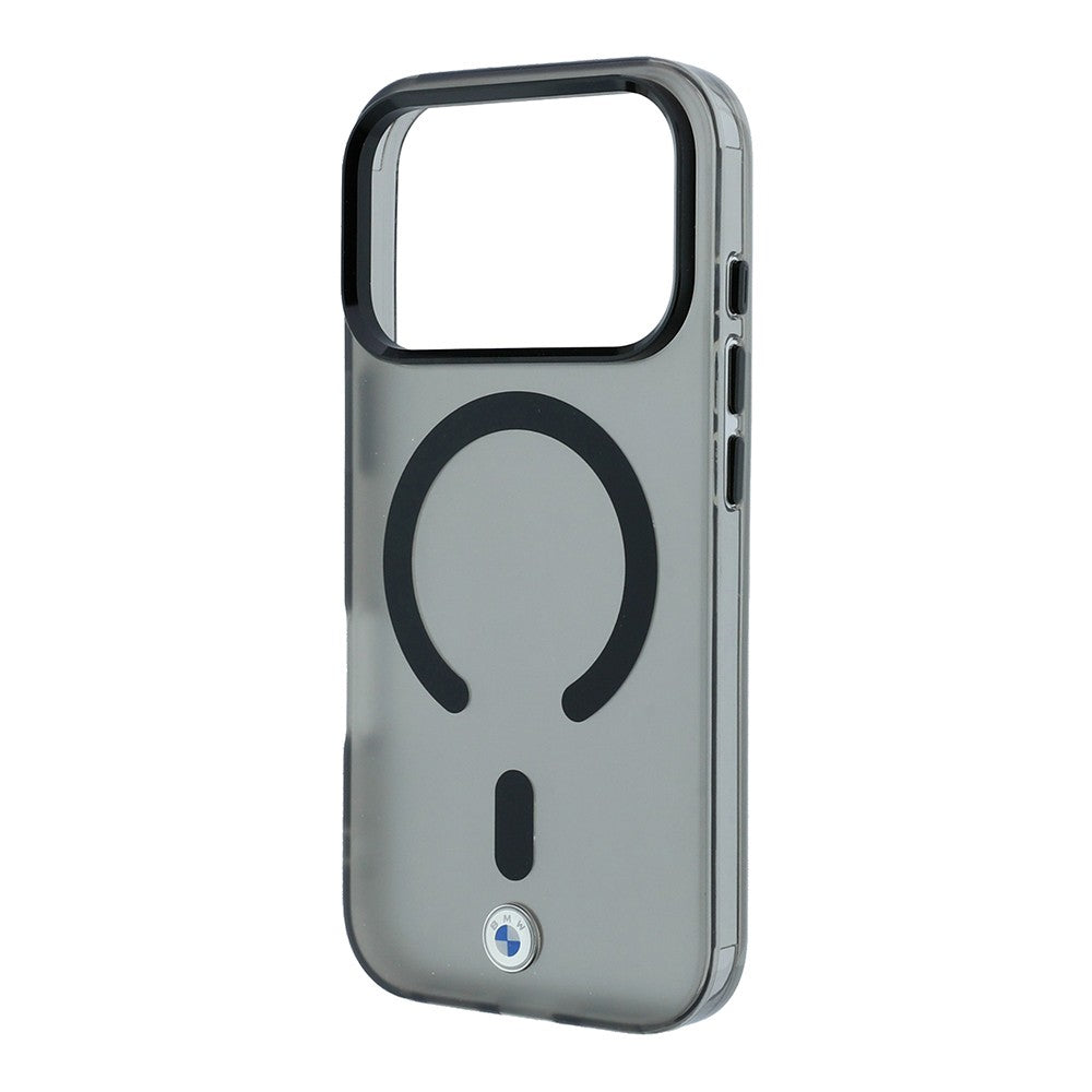 Apple iPhone 18 Pro Kılıf BMW Orjinal Lisanslı M-safe Şarj Özellikli Metal Logolu Buzlu IML Baskılı Kapak Siyah