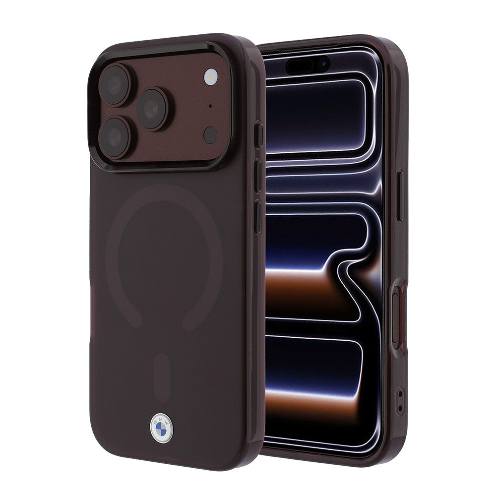 Apple iPhone 18 Pro Kılıf BMW Orjinal Lisanslı M-safe Şarj Özellikli Metal Logolu Buzlu IML Baskılı Kapak Bordo