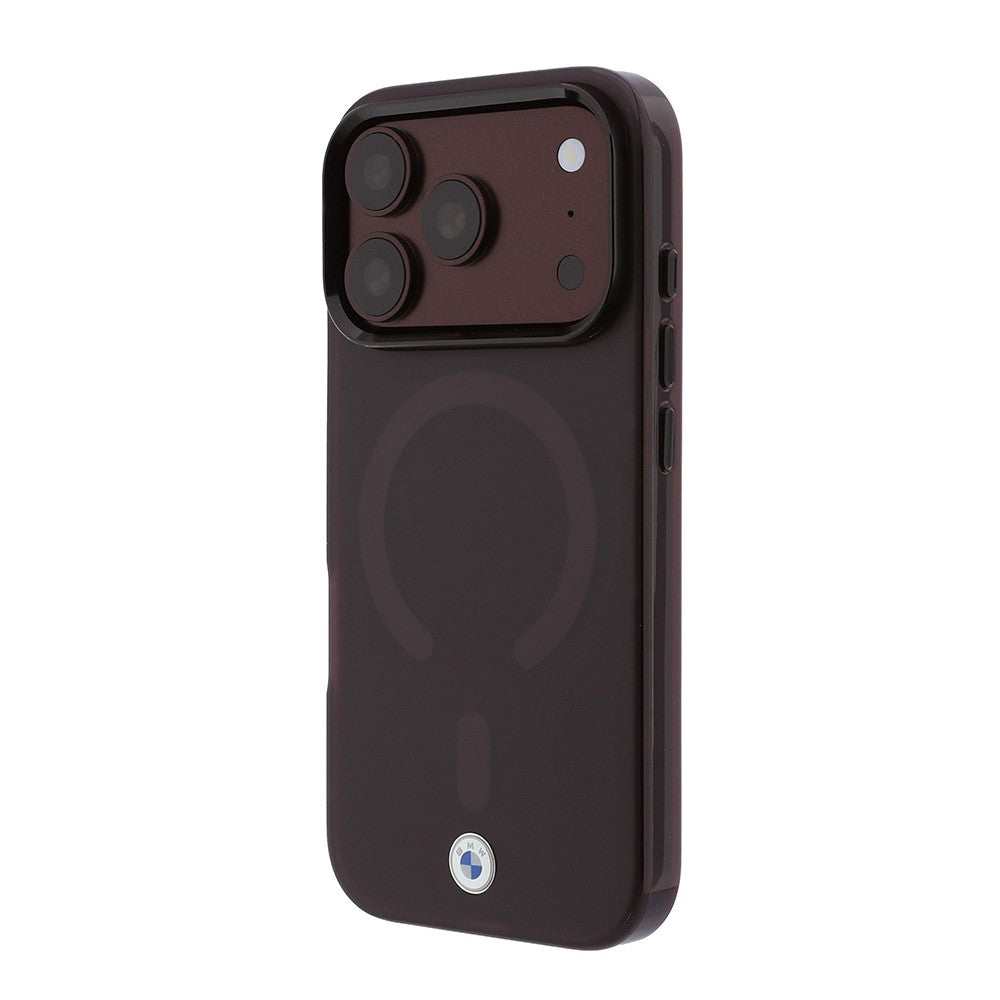 Apple iPhone 18 Pro Kılıf BMW Orjinal Lisanslı M-safe Şarj Özellikli Metal Logolu Buzlu IML Baskılı Kapak Bordo