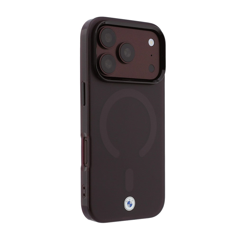 Apple iPhone 18 Pro Kılıf BMW Orjinal Lisanslı M-safe Şarj Özellikli Metal Logolu Buzlu IML Baskılı Kapak Bordo