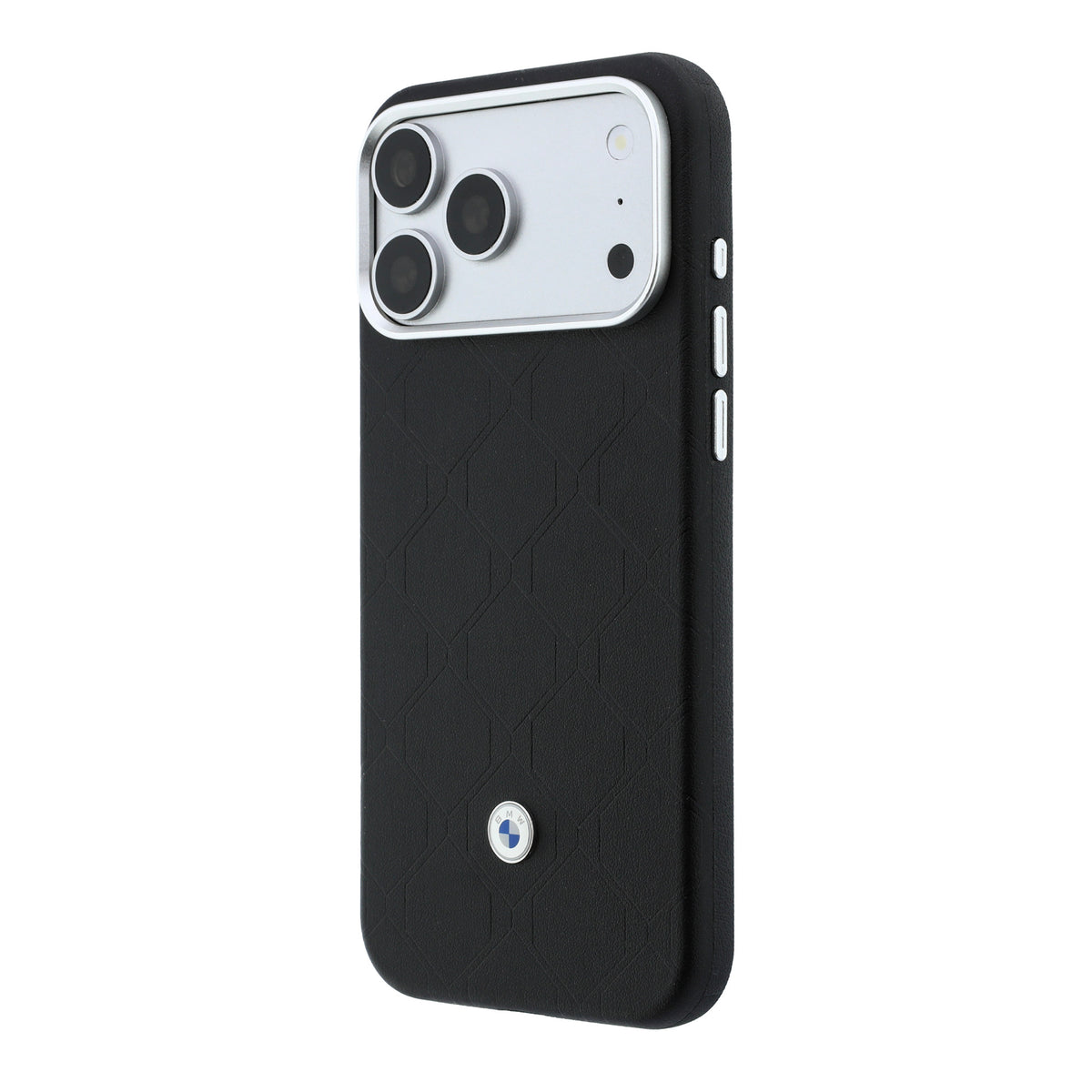 Apple iPhone 18 Pro Kılıf BMW Orjinal Lisanslı M-safe Şarj Özellikli Metal Logolu Kabartmalı Kapitone Deri Kartlıklı Kapak Siyah