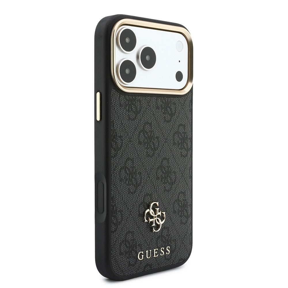 Apple iPhone 18 Pro Kılıf Guess Orjinal Lisanslı 4G ve Yazı Logolu Kartlıklı Kapak Siyah