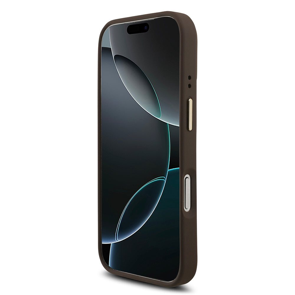 Apple iPhone 18 Pro Kılıf Guess Orjinal Lisanslı Gold Metal Kamera Çerçeveli 4G Desenli Metal Büyük 4G ve Yazı Logolu Kapak Pembe