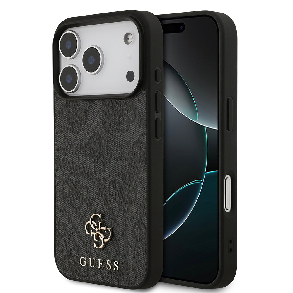Apple iPhone 18 Pro Kılıf Guess Orjinal Lisanslı M-safe Şarj Özellikli Small 4G Classic Kapak Siyah