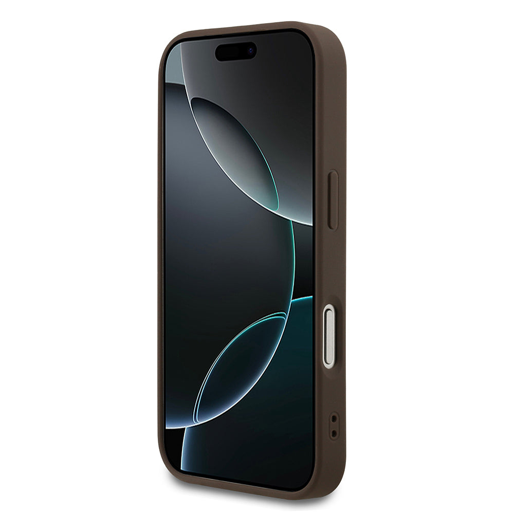 Apple iPhone 18 Pro Kılıf Guess Orjinal Lisanslı M-safe Şarj Özellikli Small 4G Classic Kapak Kahverengi