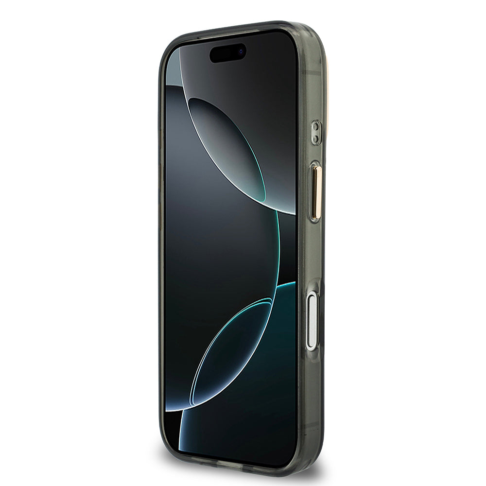 Apple iPhone 18 Pro Kılıf Guess Orjinal Lisanslı Yazı ve 4G Büyük Metal Logolu Silikon Kapak Siyah