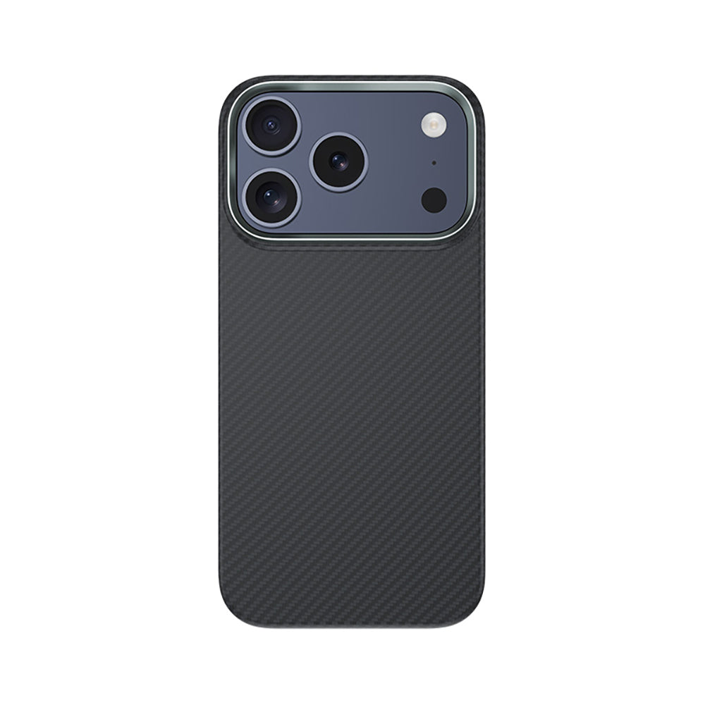 Apple iPhone 18 Pro Kılıf Karbon Fiber M-safe Şarj Özellikli Benks Armor Air Yükseltimiş Kamera Çerçevesi C1 600D Kevlar Kapak Siyah