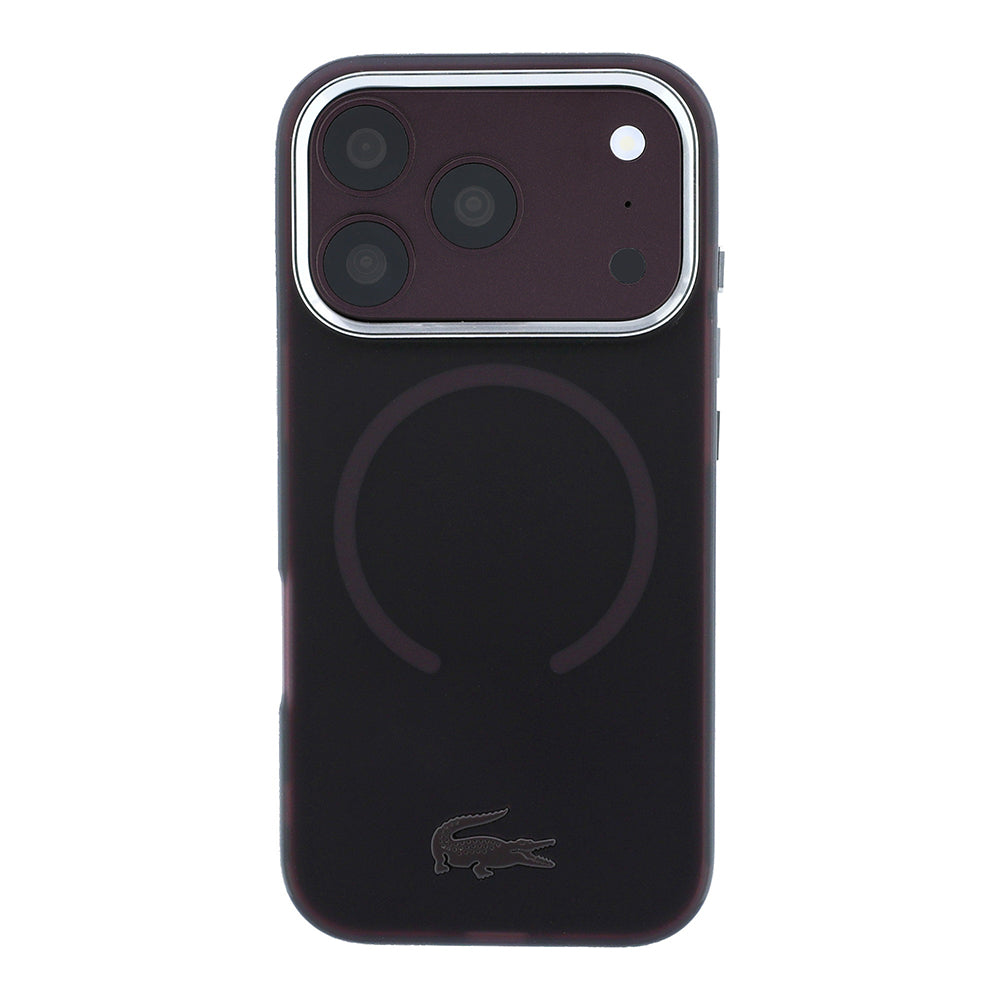 Apple iPhone 18 Pro Kılıf Lacoste Orjinal Lisanslı M-safe C-Magnet İkonik Timsah Logolu IML Frosted Kapak Bordo