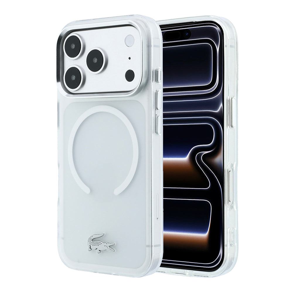 Apple iPhone 18 Pro Kılıf Lacoste Orjinal Lisanslı M-safe C-Magnet İkonik Timsah Logolu IML Frosted Kapak Şeffaf