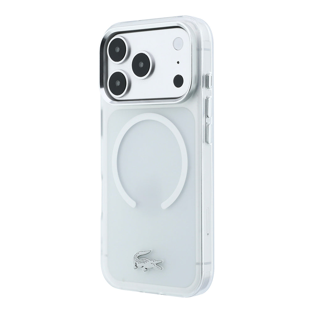 Apple iPhone 18 Pro Kılıf Lacoste Orjinal Lisanslı M-safe C-Magnet İkonik Timsah Logolu IML Frosted Kapak Şeffaf