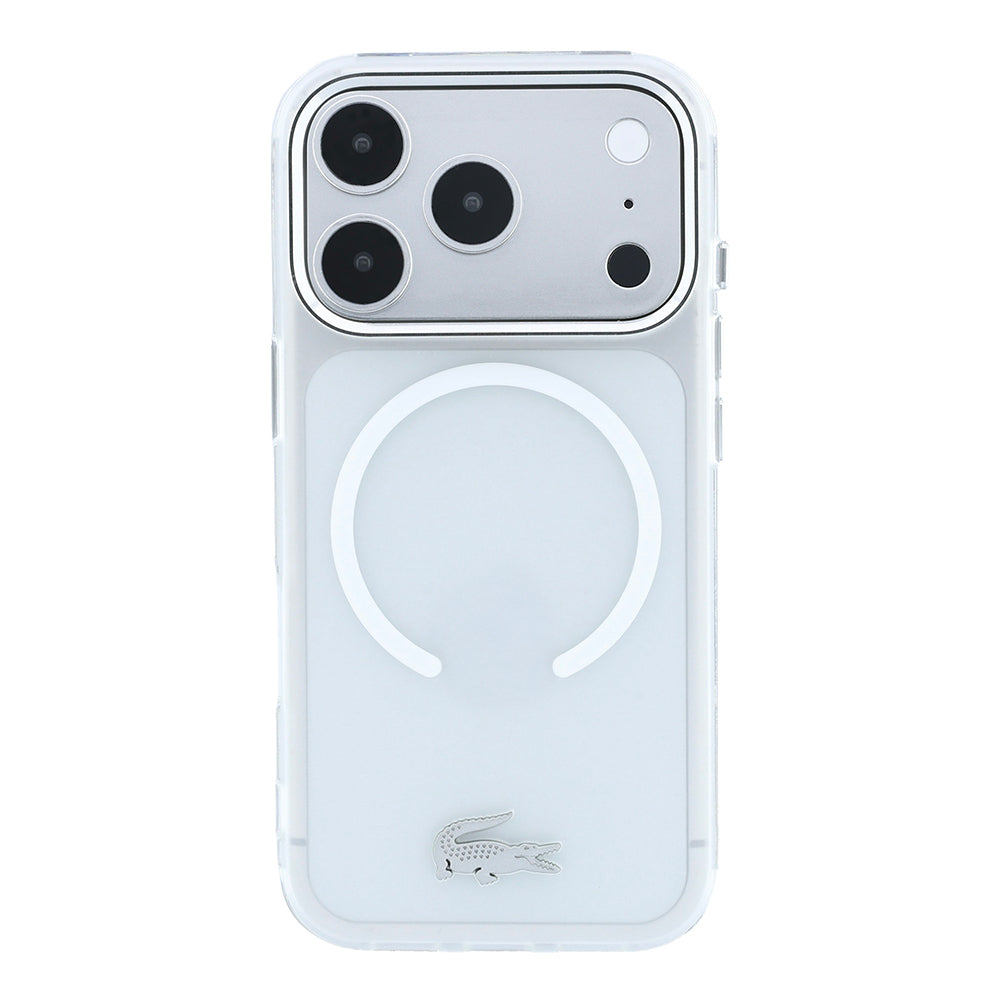 Apple iPhone 18 Pro Kılıf Lacoste Orjinal Lisanslı M-safe C-Magnet İkonik Timsah Logolu IML Frosted Kapak Şeffaf