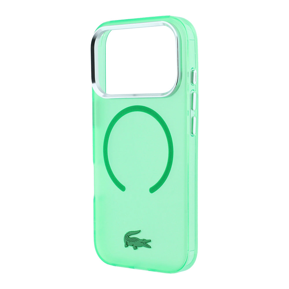 Apple iPhone 18 Pro Kılıf Lacoste Orjinal Lisanslı M-safe C-Magnet İkonik Timsah Logolu IML Frosted Kapak Yeşil