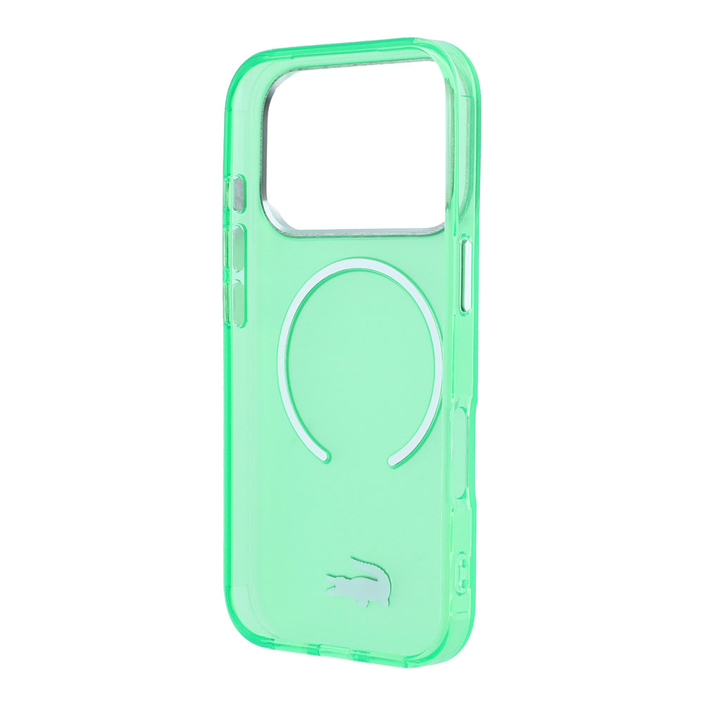 Apple iPhone 18 Pro Kılıf Lacoste Orjinal Lisanslı M-safe C-Magnet İkonik Timsah Logolu IML Frosted Kapak Yeşil