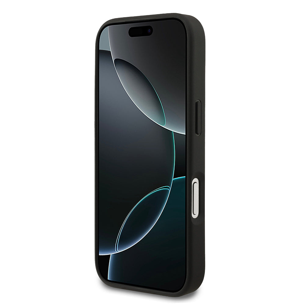 Apple iPhone 18 Pro Kılıf Lacoste Orjinal Lisanslı M-safe Şarj Özellikli PU Pike Desenli Metal Logolu Kapak Siyah