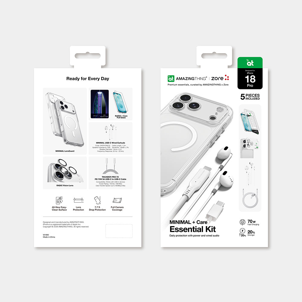 Apple iPhone 18 Pro Kılıf M-safe Özellikli Amazingthing Minimal Serisi 5in1 Aksesuar Seti Beyaz