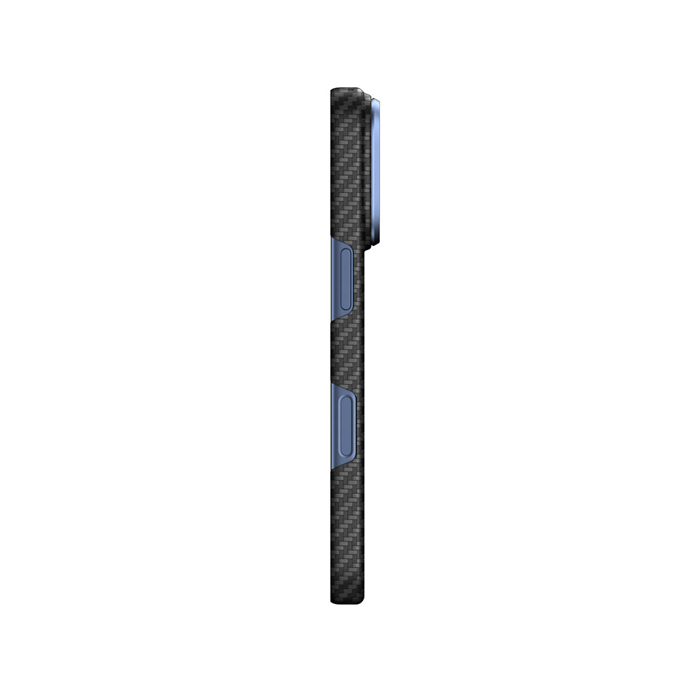 Apple iPhone 18 Pro Kılıf M-Safe Şarj Özellikli 1500D Aramid Fiber AmazingThing Titan Max SLens Serisi Kapak Mavi