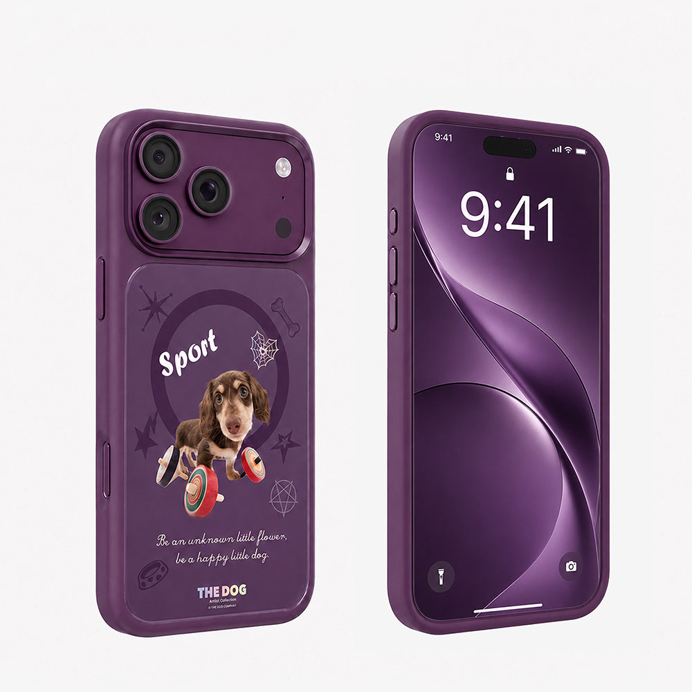 Apple iPhone 18 Pro Kılıf M-safe Şarj Özellikli 3D Baskılı Tasarım Mutural The Dog Serisi Kapak Mor