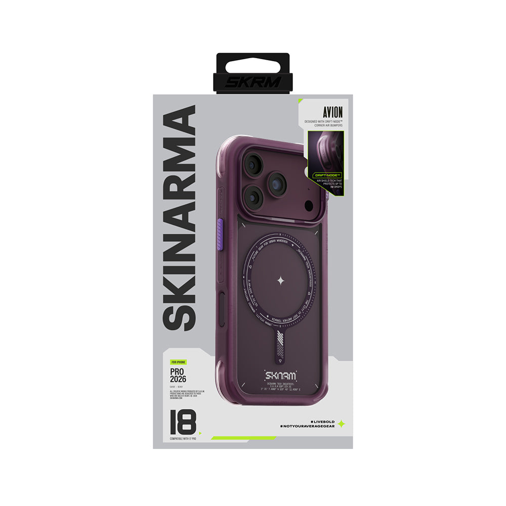 Apple iPhone 18 Pro Kılıf M-Safe Şarj Özellikli Airbag Tasarımlı Skinarma Avion Kapak Bordo
