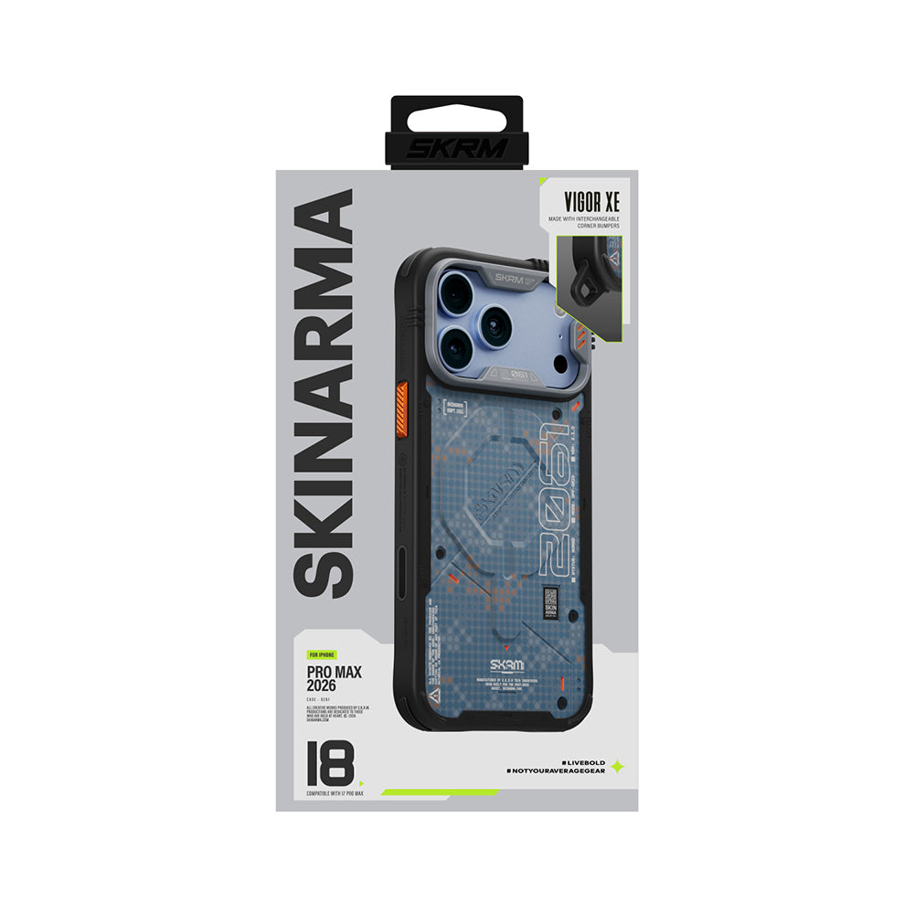Apple iPhone 18 Pro Kılıf M-Safe Şarj Özellikli Airbag Tasarımlı Skinarma Vigor XE Kapak Mavi