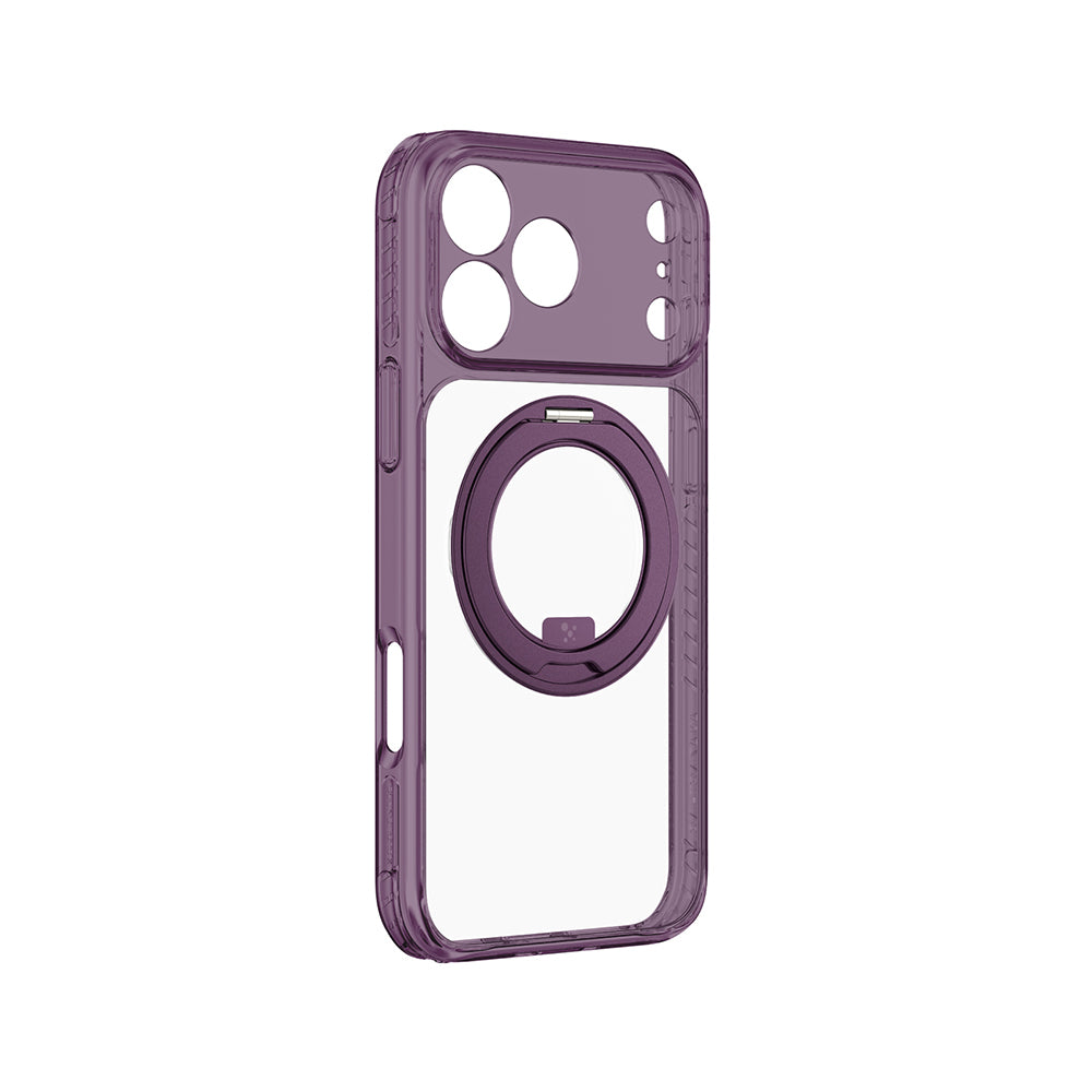 Apple iPhone 18 Pro Kılıf M-Safe Şarj Özellikli Airbag Tasarımlı Standlı Lens Korumalı AmazingThing Titan Pro MagSpin Kapak Mor