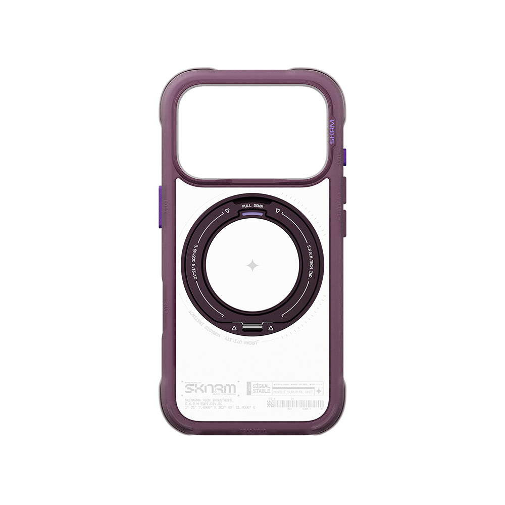 Apple iPhone 18 Pro Kılıf M-Safe Şarj Özellikli Airbag Tasarımlı Standlı Skinarma Atlas Kapak Bordo