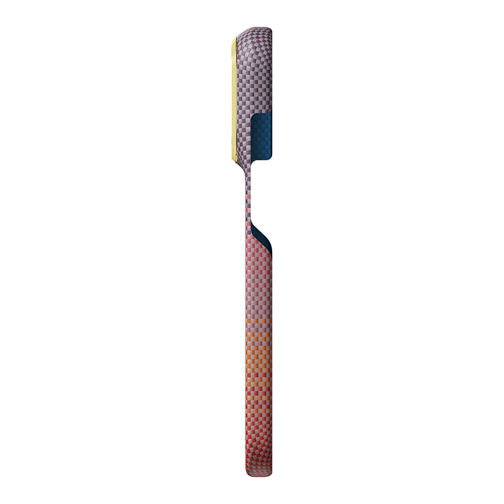 Apple iPhone 18 Pro Kılıf M-safe Şarj Özellikli Aramid Fiber Pitaka Sunset 2.0 California Dream Serisi Kapak Kırmızı-Mor