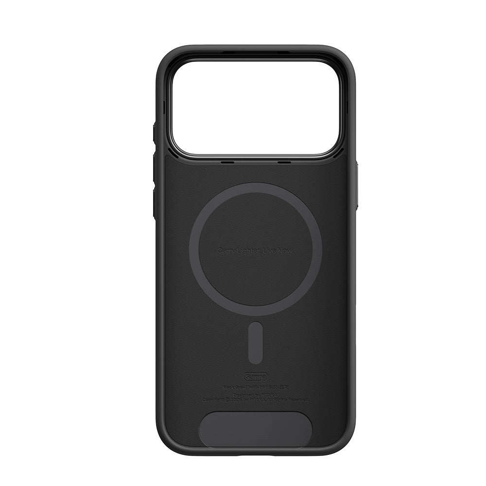 Apple iPhone 18 Pro Kılıf M-safe Şarj Özellikli Aramid Karbon Fiber Pitaka Military-Grade Classic Serisi New Logo Black-Grey Twill Kapak Siyah