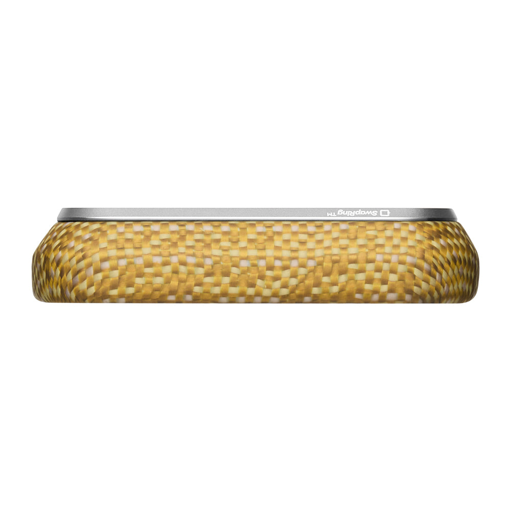Apple iPhone 18 Pro Kılıf M-safe Şarj Özellikli Aramid Karbon Fiber Pitaka Wind Over Wheat Serisi Kapak Gold